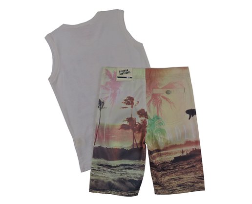Conjunto Masculino Juvenil 10-16 Regata E Bermuda Estampa Beach 10305196 Marisol Creme