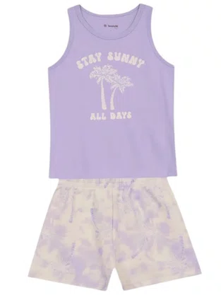 Conjunto Regata e Shorts Feminino Infantil 4/10  26664 Brandili Lilás e Off