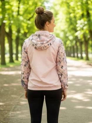 Corta Vento Com Capuz Feminino Adulto Flores 16.56.0105 Overcore Rosa