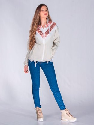 Corta Vento Com Capuz Feminino Adulto  Metalizado 16.56.0099 Overcore Bege e Rose