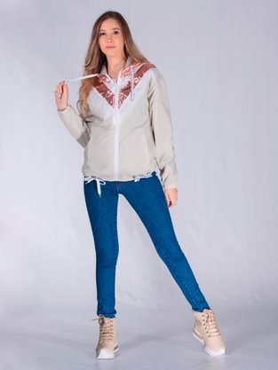Corta Vento Com Capuz Feminino Adulto  Metalizado 16.56.0099 Overcore Bege e Rose