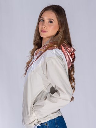 Corta Vento Com Capuz Feminino Adulto  Metalizado 16.56.0099 Overcore Bege e Rose