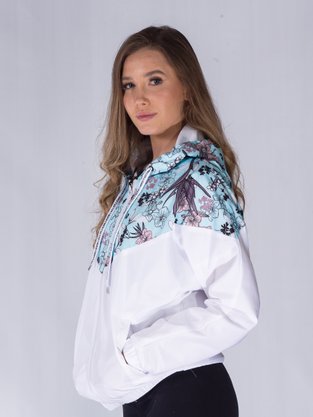 Corta Vento Com Capuz Feminino Adulto Detalhe Flores 16.56.0102 Overcore Branco