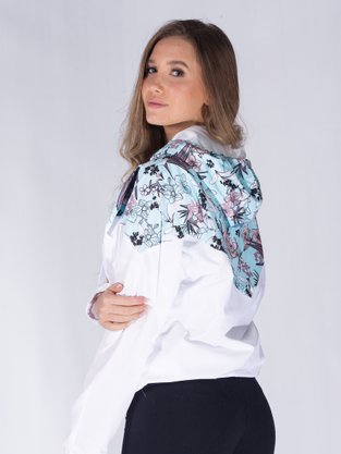 Corta Vento Com Capuz Feminino Adulto Detalhe Flores 16.56.0102 Overcore Branco