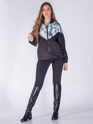 Corta Vento Com Capuz Feminino Adulto Detalhe Flores 16.56.0102 Overcore Preto