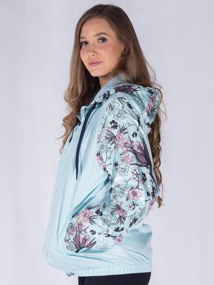 Corta Vento Com Capuz Feminino Adulto Flores 16.56.0105 Overcore Verde Água
