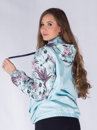 Corta Vento Com Capuz Feminino Adulto Flores 16.56.0105 Overcore Verde Água
