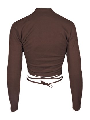 Cropped Feminino Adulto Canelado 2208 Mc'jo Marrom