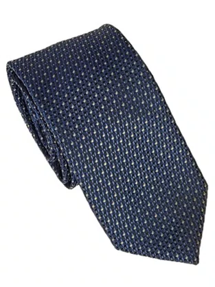 Gravata Semi Slim 100% Poliéster Diament Deluxe Marinho/Amarelo