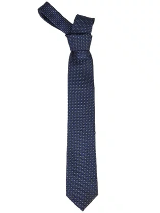Gravata Semi Slim 100% Poliéster Diament Deluxe Marinho/Amarelo
