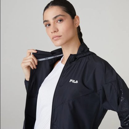 Jaqueta Com Capuz Feminina Adulto Geo Block Hoodie F12AT137 Fila Preto