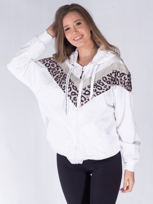 Corta Vento Com Capuz Feminino Adulto Detalhe Onça 16.56.0101 Overcore Branco