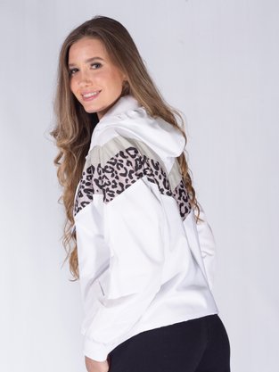 Corta Vento Com Capuz Feminino Adulto Detalhe Onça 16.56.0101 Overcore Branco