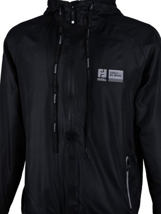 Jaqueta Corta Vento Masculina Adulto Com Capuz E Bolso 24640 Fatal Preto