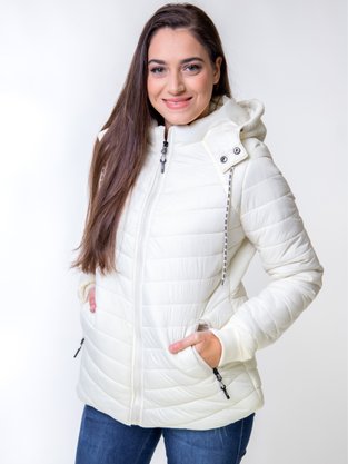 Jaqueta De Microfibra Feminina Adulto Com Capuz 26.01.0174 Mosaico Creme