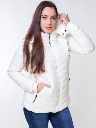 Jaqueta De Microfibra Feminina Adulto Com Capuz 26.01.0174 Mosaico Creme