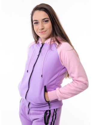 Jaqueta De Moletom Feminina Adulto Com Capuz Detalhe Em Pelo  06.04.0041 Overcore Lilas e Rosa