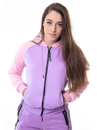 Jaqueta De Moletom Feminina Adulto Com Capuz Detalhe Em Pelo  06.04.0041 Overcore Lilas e Rosa