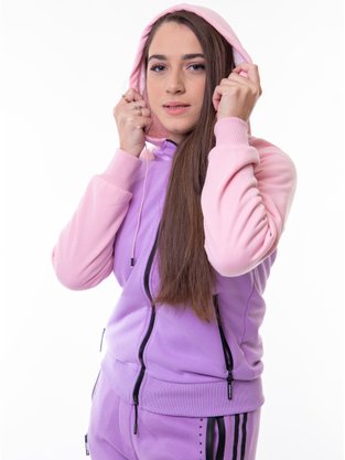 Jaqueta De Moletom Feminina Adulto Com Capuz Detalhe Em Pelo  06.04.0041 Overcore Lilas e Rosa