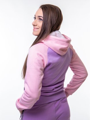 Jaqueta De Moletom Feminina Adulto Com Capuz Detalhe Em Pelo  06.04.0041 Overcore Lilas e Rosa