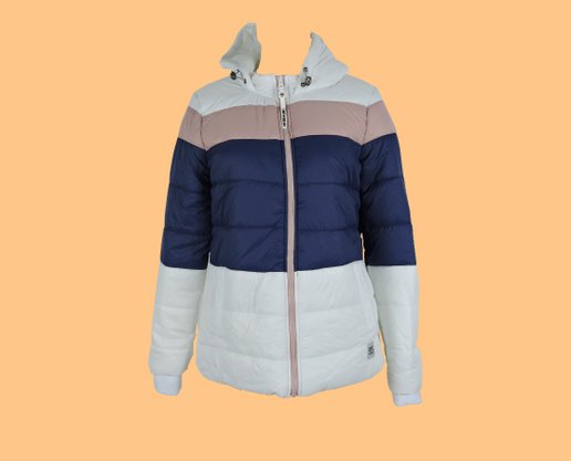 Jaqueta Feminina Adulto Com Capuz E Zíper 26.01.0183 Overcore Girls Branco e Azul