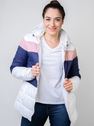 Jaqueta Feminina Adulto Com Capuz E Zíper 26.01.0183 Overcore Girls Branco e Azul