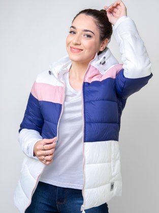 Jaqueta Feminina Adulto Com Capuz E Zíper 26.01.0183 Overcore Girls Branco e Azul