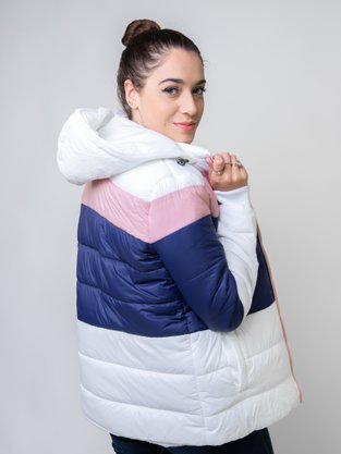 Jaqueta Feminina Adulto Com Capuz E Zíper 26.01.0183 Overcore Girls Branco e Azul