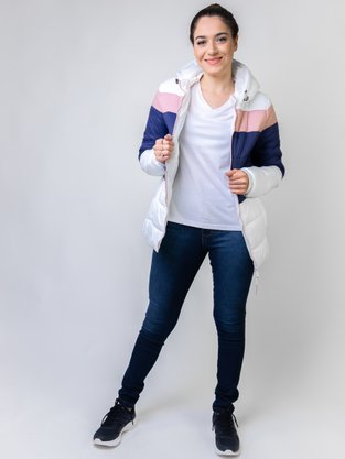 Jaqueta Feminina Adulto Com Capuz E Zíper 26.01.0183 Overcore Girls Branco e Azul