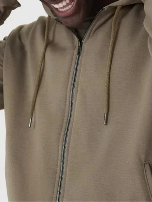 Jaqueta Masculina  De Moletom Flanelado Com Capuz 1000136333 Malwee Caqui