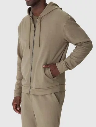 Jaqueta Masculina  De Moletom Flanelado Com Capuz 1000136333 Malwee Caqui