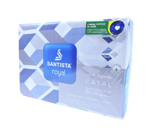 Jogo De Cama Casal Duplo 4 Peças Royal Plus Santista Sion Indigo