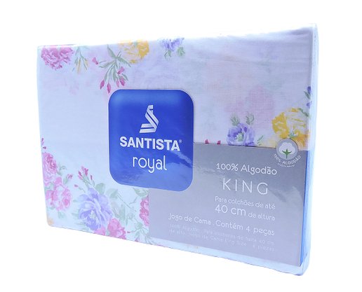 Jogo De Cama King Duplo 4 Peças Royal Plus Santista Susi Lilás