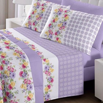 Jogo De Cama King Duplo 4 Peças Royal Plus Santista Susi Lilás