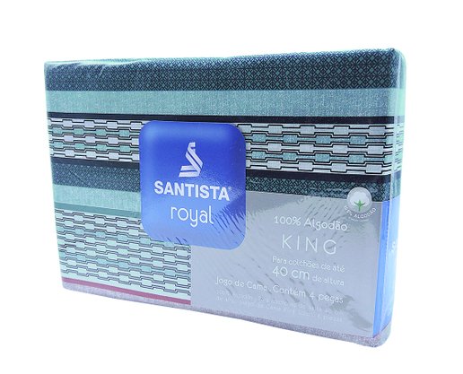 Jogo De Cama King Duplo 4 Peças Royal Plus Santista Wolf Azul