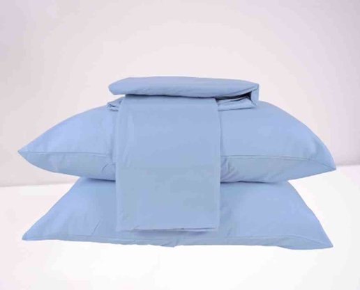 Jogo de Cama Casal 04 Peças 300 Fios Toque de Seda 1,38 X1,88m Jolitex Azul