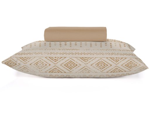 Jogo De Cama Casal 04 Peças Estampado 2,00 X 2,20 Crystal Teka Asteca