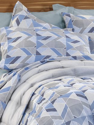 Jogo De Cama Casal 04 Peças Estampado 2,00 X 2,20 Crystal Teka Triangular