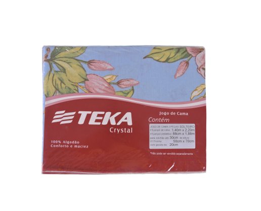 Jogo De Cama Casal 100% Algodão 4 Peças 2,00x2,20 Estampado Crystal Teka Belize Verde E Azul