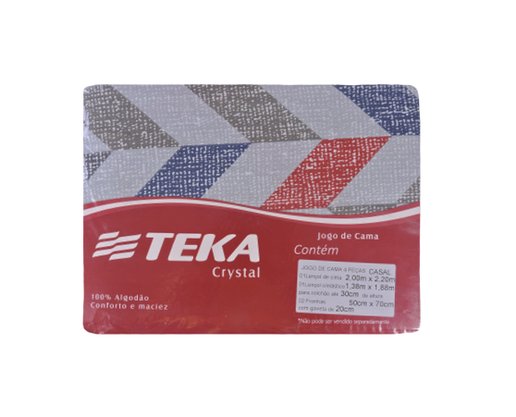 Jogo De Cama Casal 100% Algodão 4 Peças 2,00x2,20 Estampado Crystal Teka Alvorada Marinho E Cinza Claro