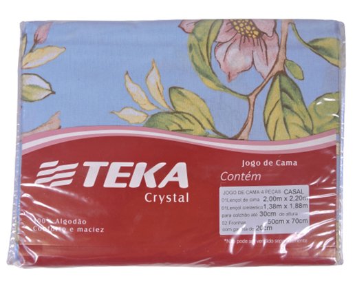 Jogo De Cama Casal Estampado 4 Peças 2,00m x 2,20m Crystal Teka Gardenia Azul