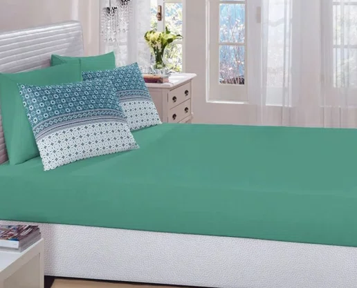 Jogo De Cama Casal Liso 3 Peças Royal Santista Themis Azul Piscina