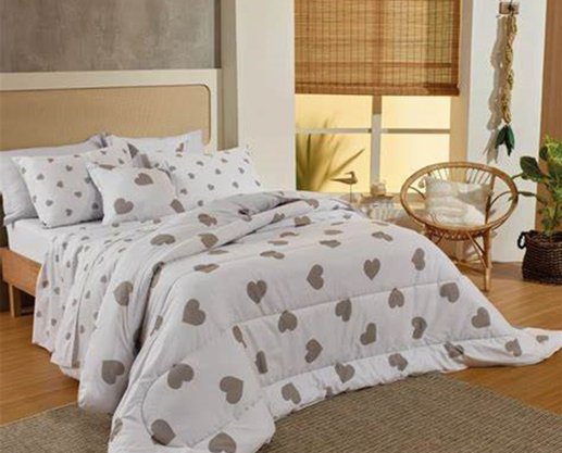 Jogo De Cama King 04 Peças 150 Fios Estampado Diamante Teka A/MAR