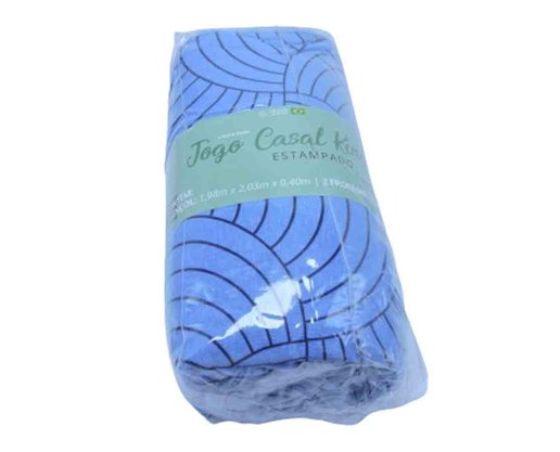 Jogo De Cama Rubi King 03 Peças Estampado 32075 SBX Azul