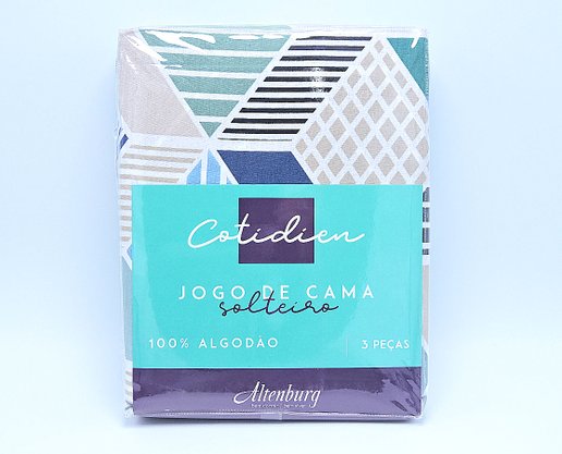 Jogo de Cama Solteiro 100% Algodão 1,50x2,40m Cotidien Altenburg Calei