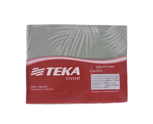 Jogo De Cama Solteiro Com 3 Peças 1.40x2.20 30 cm Estampado Crystal Teka Rocco Verde Água