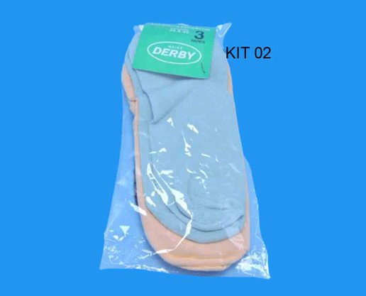 Kit Meia Com 03 Pares Unissex Adulto 4070 Derby Sortido 34/39