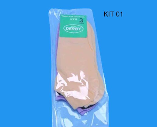 Kit Meia Com 03 Pares Unissex Adulto 4070 Derby Sortido 34/39
