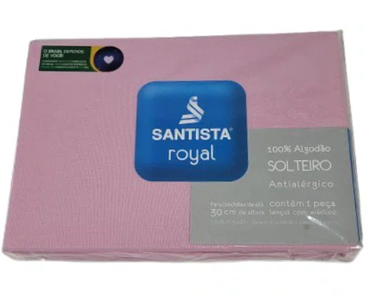 Lençol Solteiro Liso Com Elástico Royal Santista Rosa