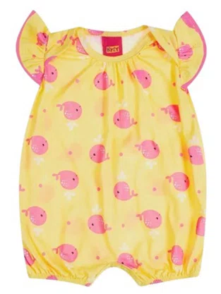 Macaquinho Feminino Bebê Estampa Baleia 1001115 Kyly Amarelo